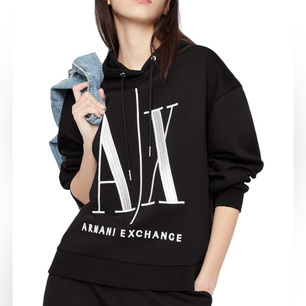 NWOT Armani Exchange Women's Icon Project Hooded Sweatshirt Sz XL - Picture 2 of 13